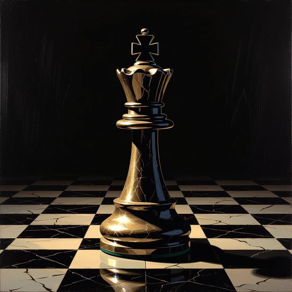 Imposing King Chess Piece in Neo-Noir Style