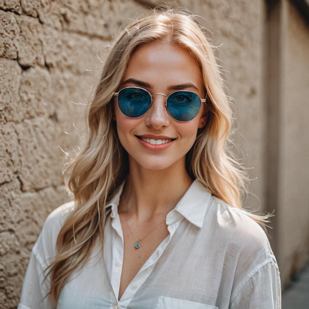 Blonde Girl with Heterochromia in High Quality Photo