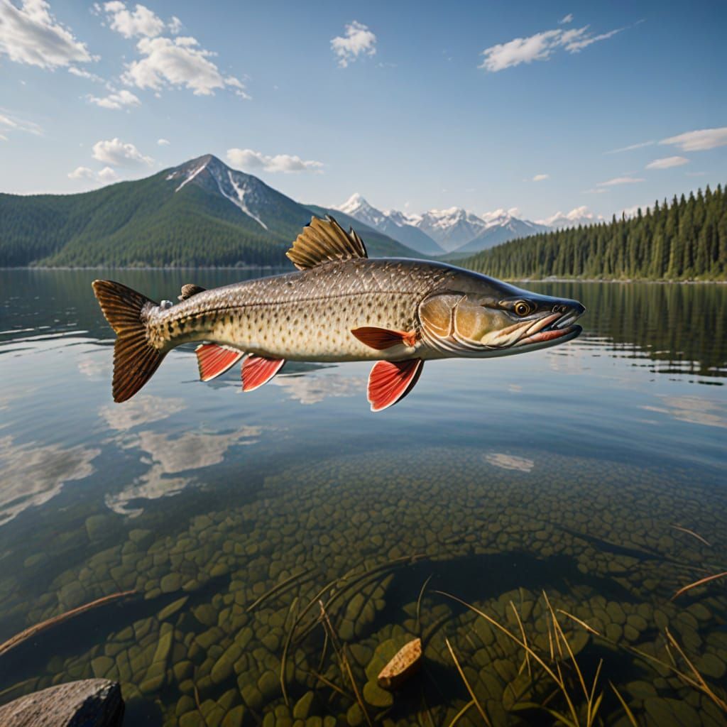 Giant Pike Emerges on Siberian Lake Surface