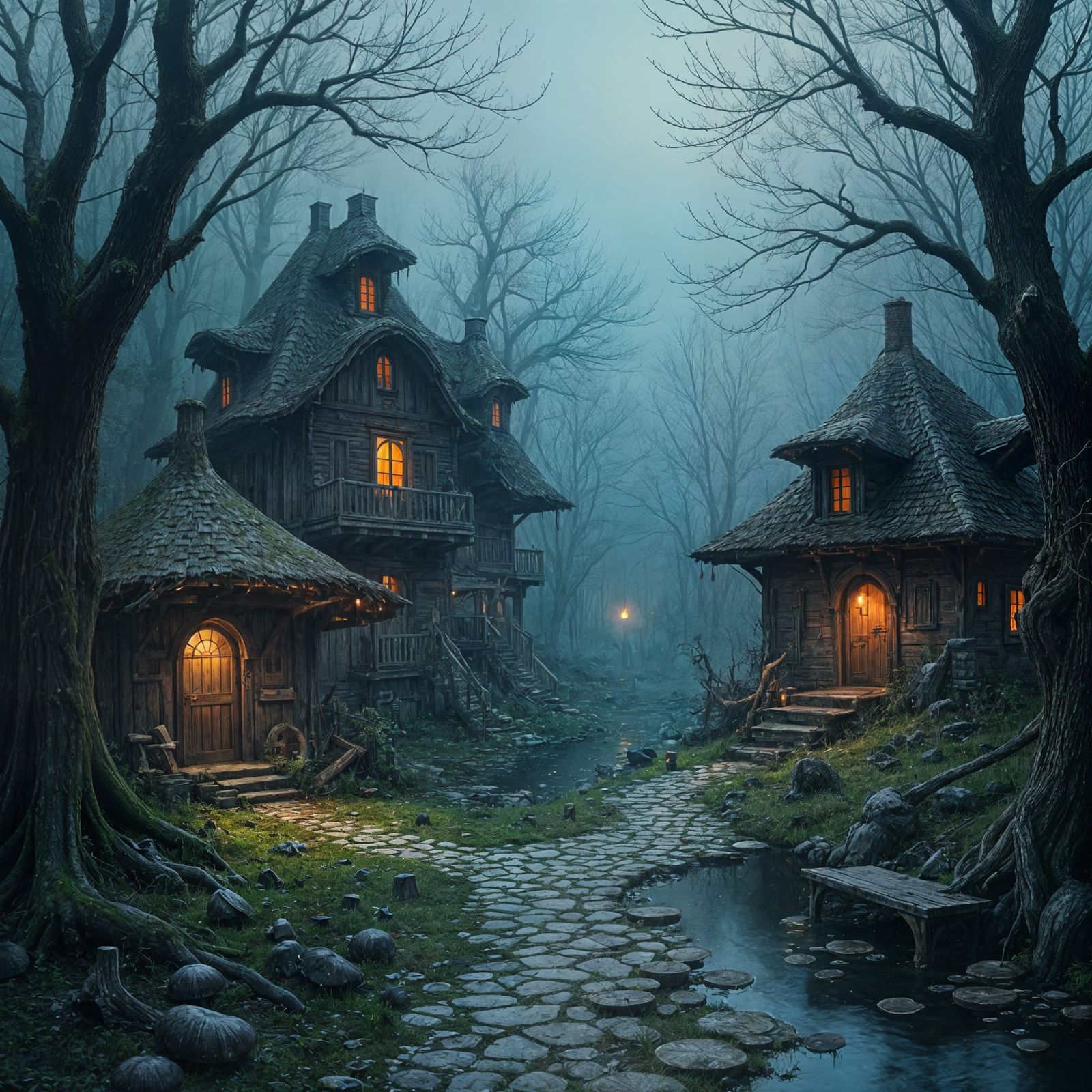 Haunting Fairy Village in Ancient Forest