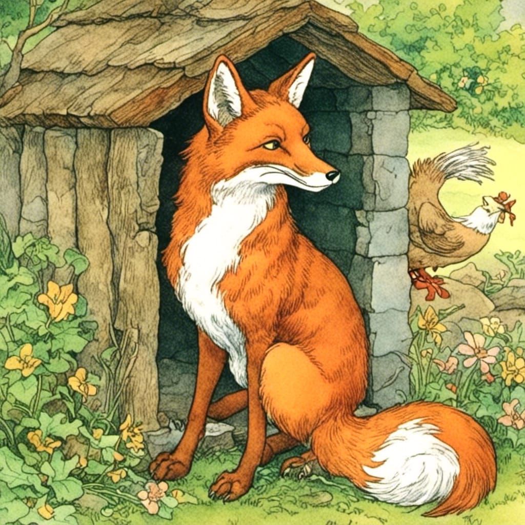 Fox in Hen House Fairytale Scene