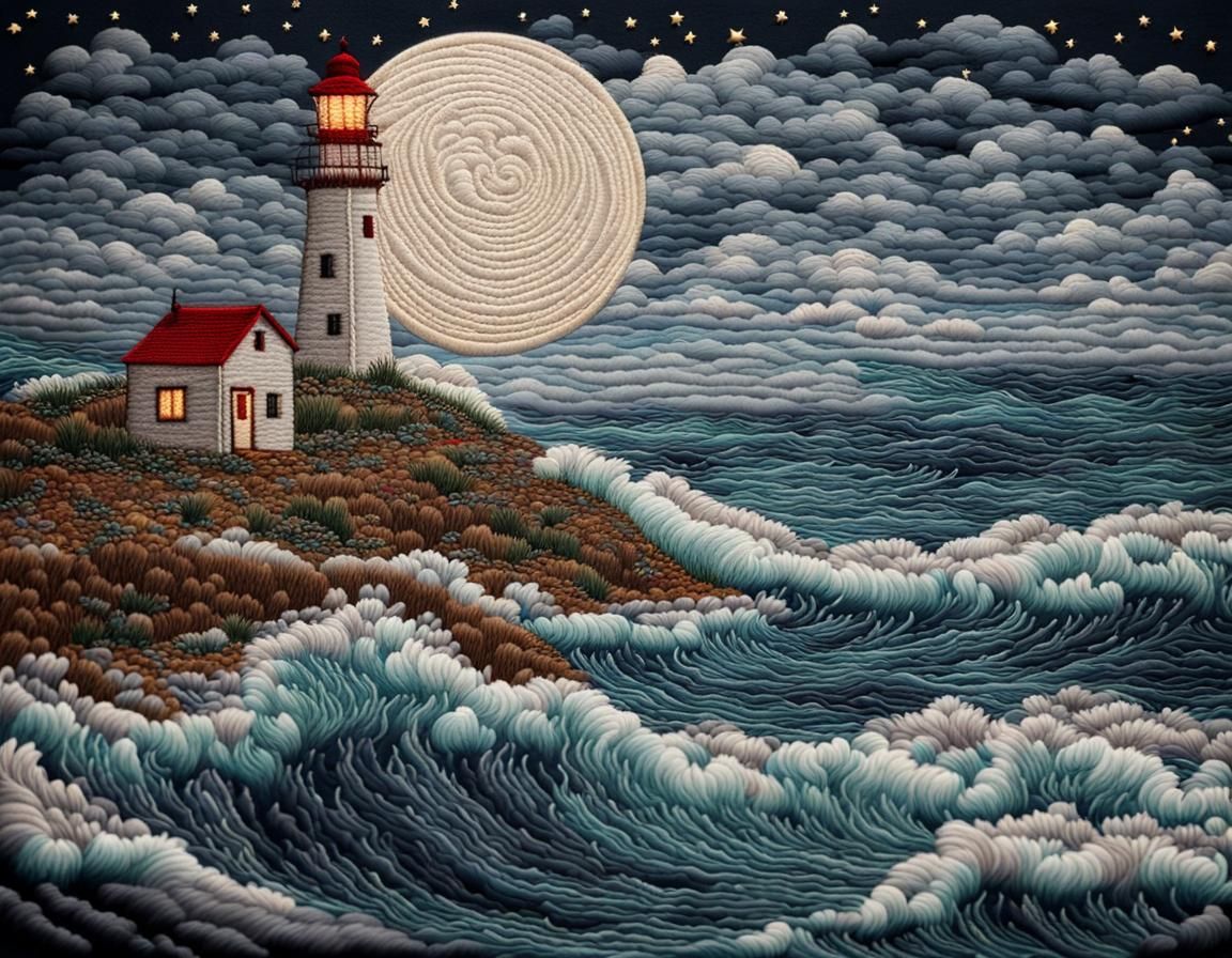 embroidery of seascape