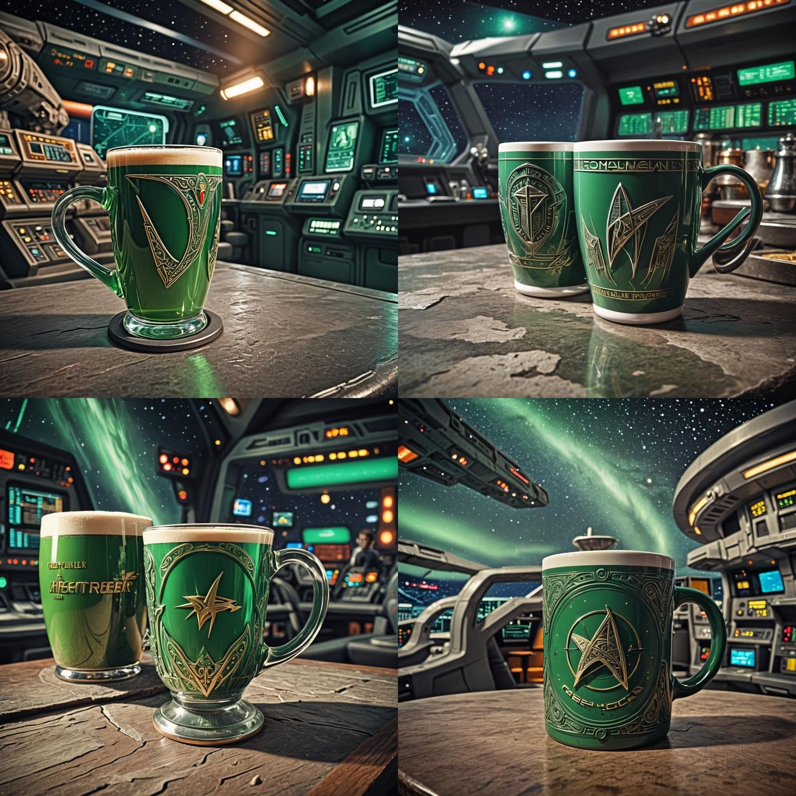 Green Romulan Ale with Star Trek Ship