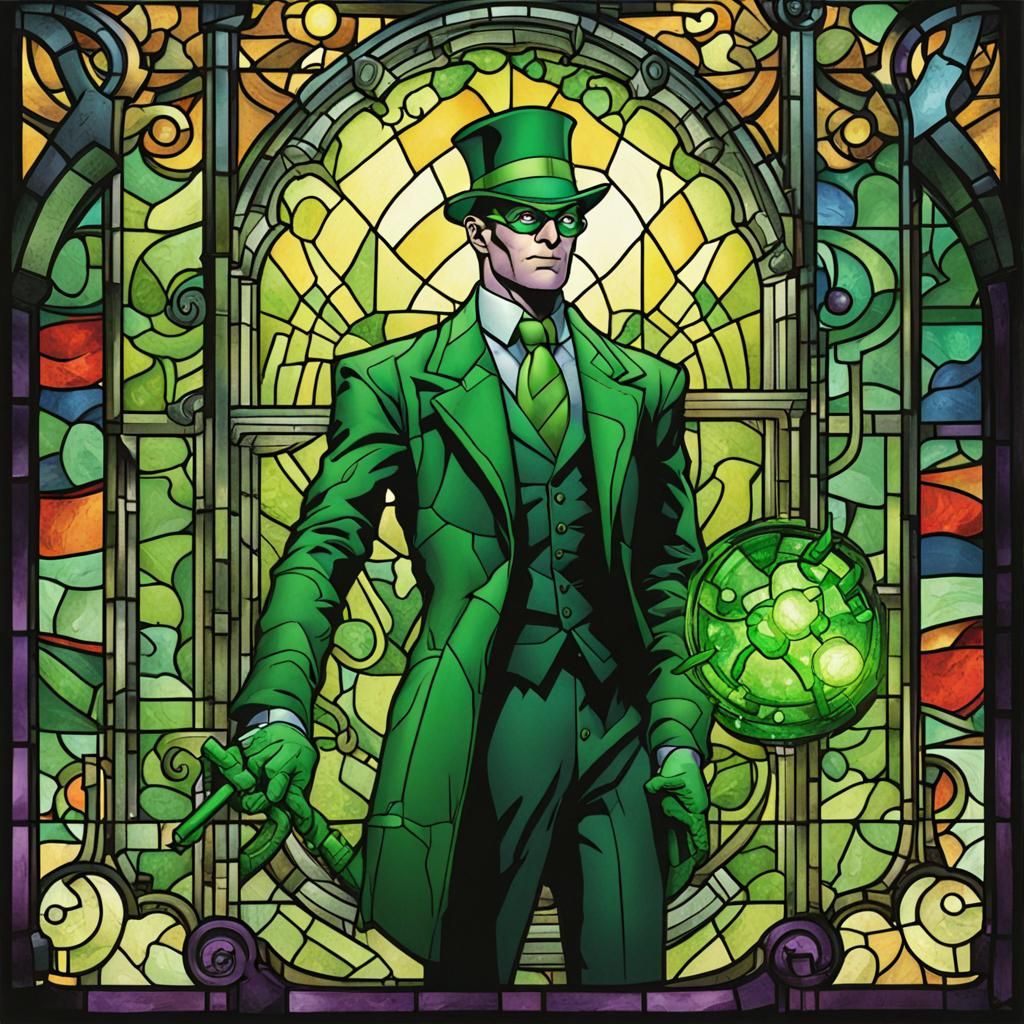 The Riddler in Stained Glass Style