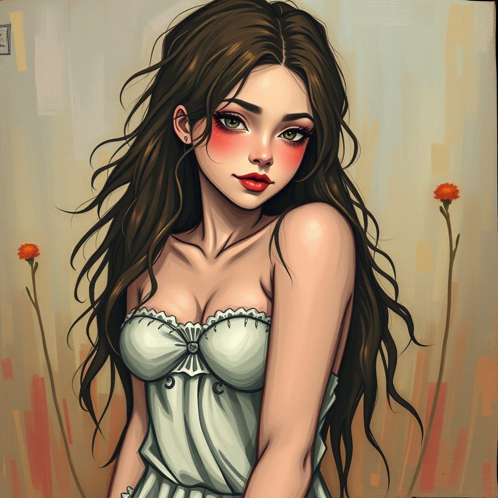 Melancholic Gothic Portrait in Dark Romantic Style