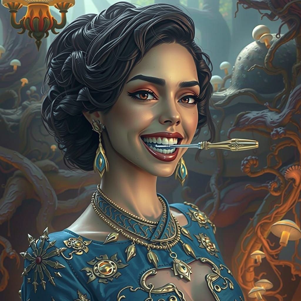 Mystical Warrior in Dark Leather Coat Confronts Ancient Fore...