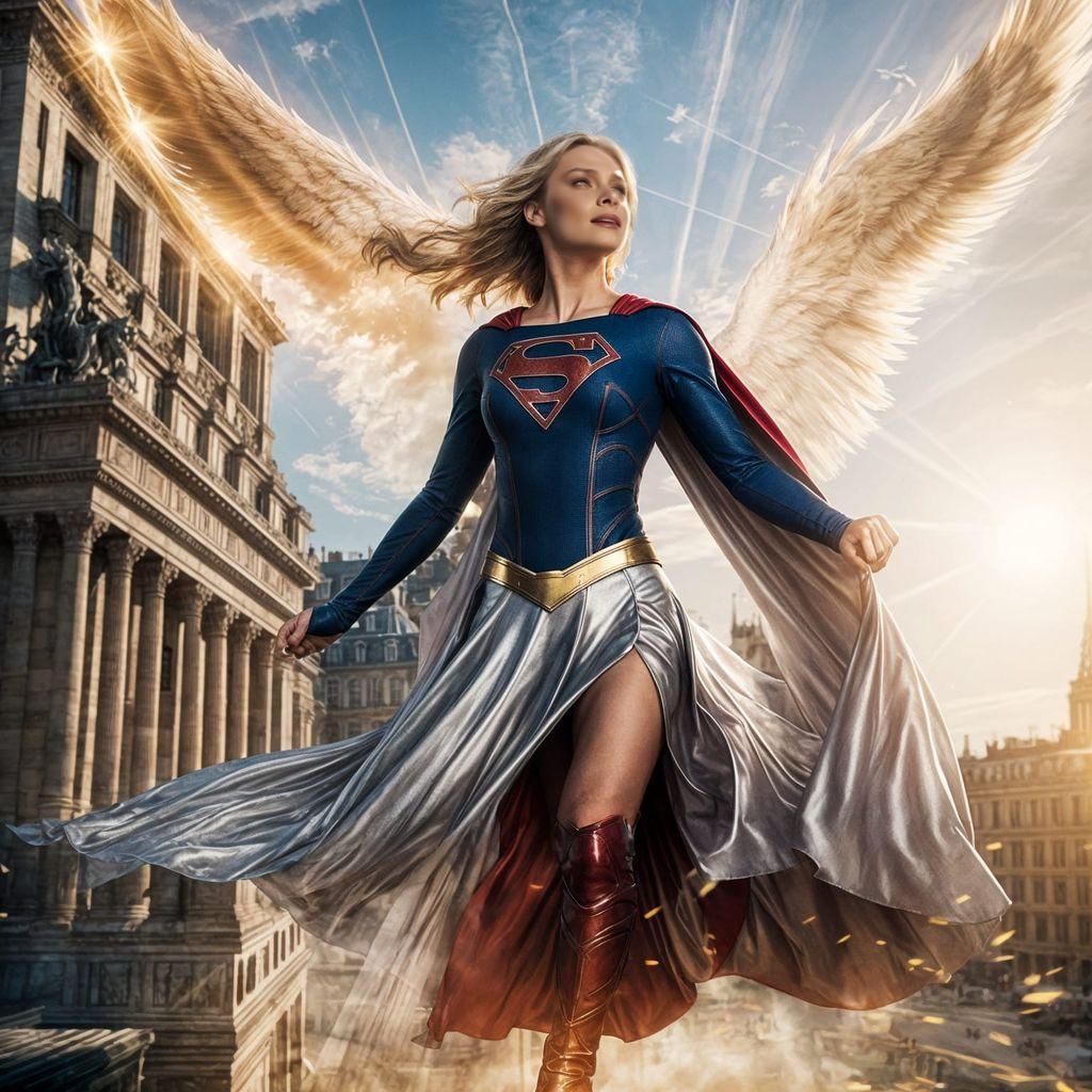 Supergirl Descends Over Paris in Silver Outfit