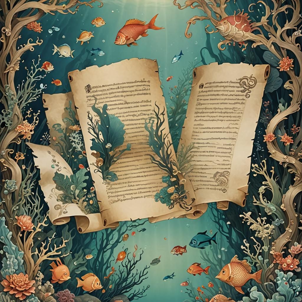 Underwater High Fantasy Paper Scroll