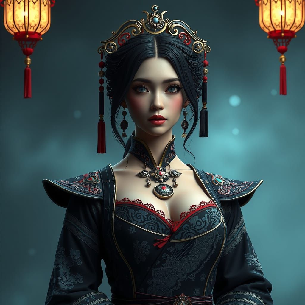 Sensual Oriental Woman in Dark Romantic Style