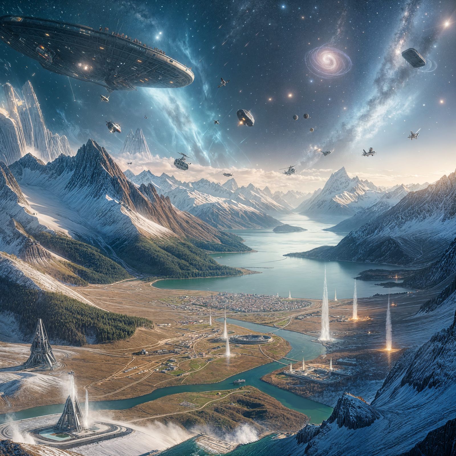 Valley with Alien Base: Fantasy Concept Art