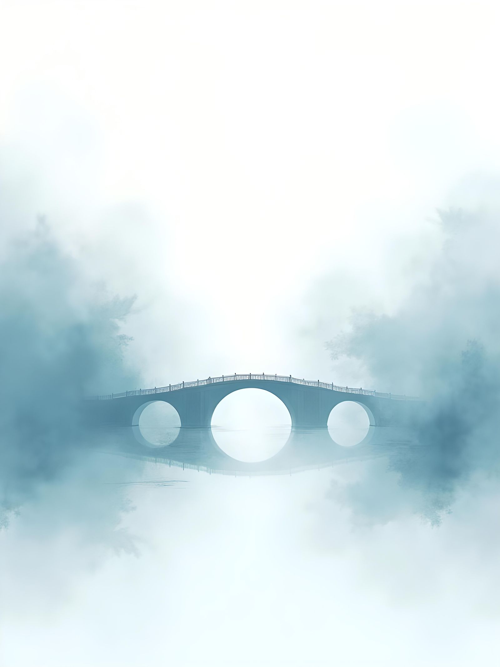 Elegant Chinese Ink Bridge on Pale Background
