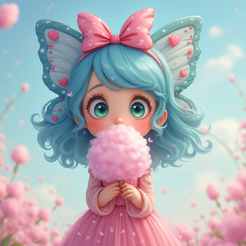 Anime Butterfly with Cotton Candy Conundrum