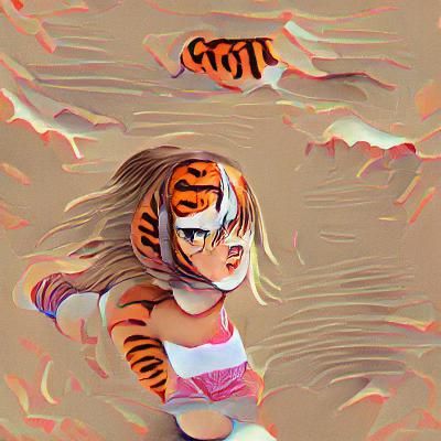Striking Tiger Woman Portrait Generated by AI