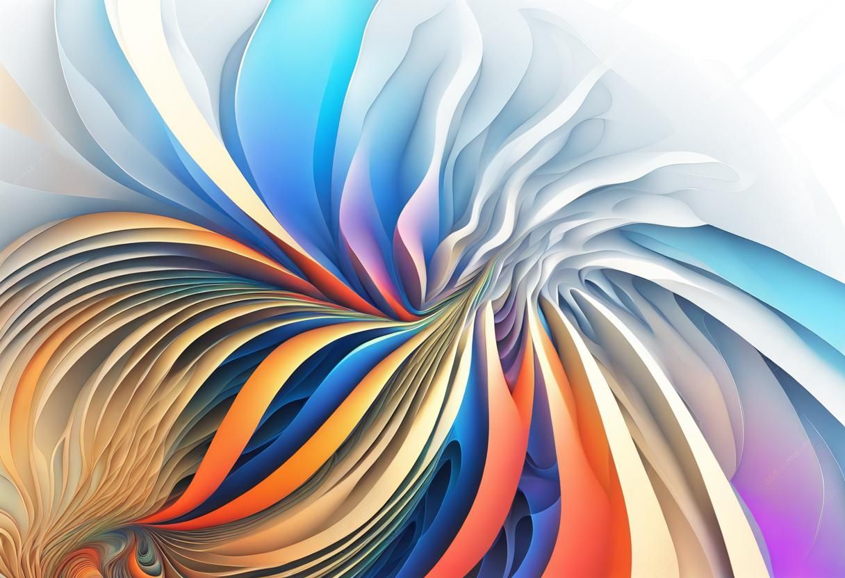 Abstract Vector Fractal with Zentangle Elements