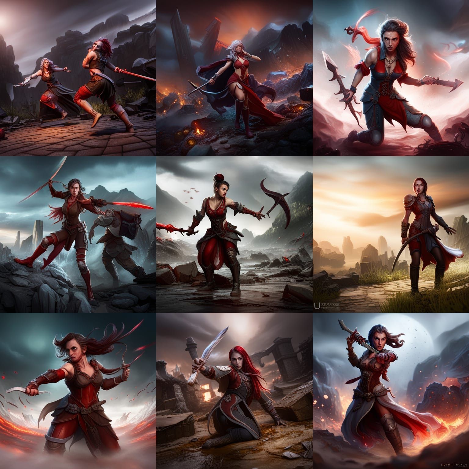 Fantasy Battle Scene: Woman Amidst Bloodshed