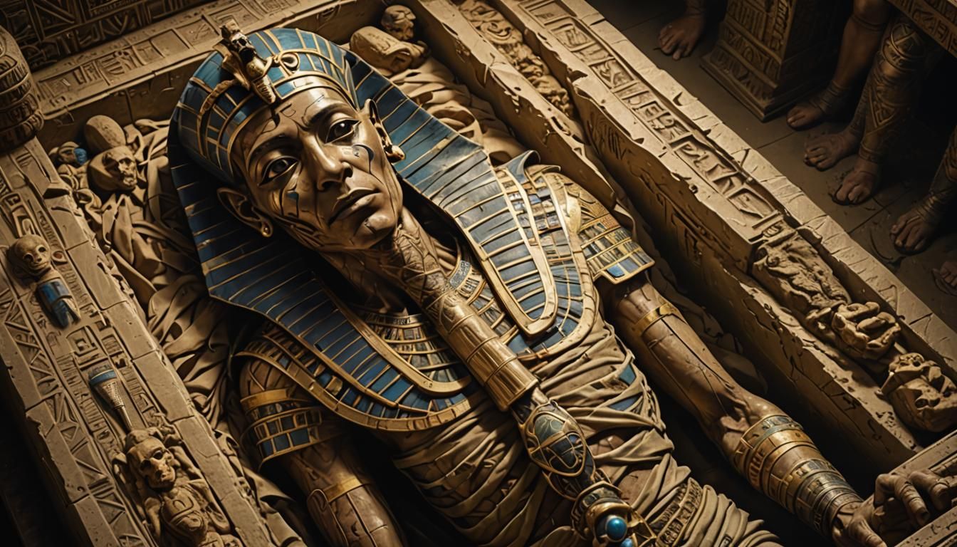 Eldritch Egyptian Mummy Rises: Photorealistic Horror Art