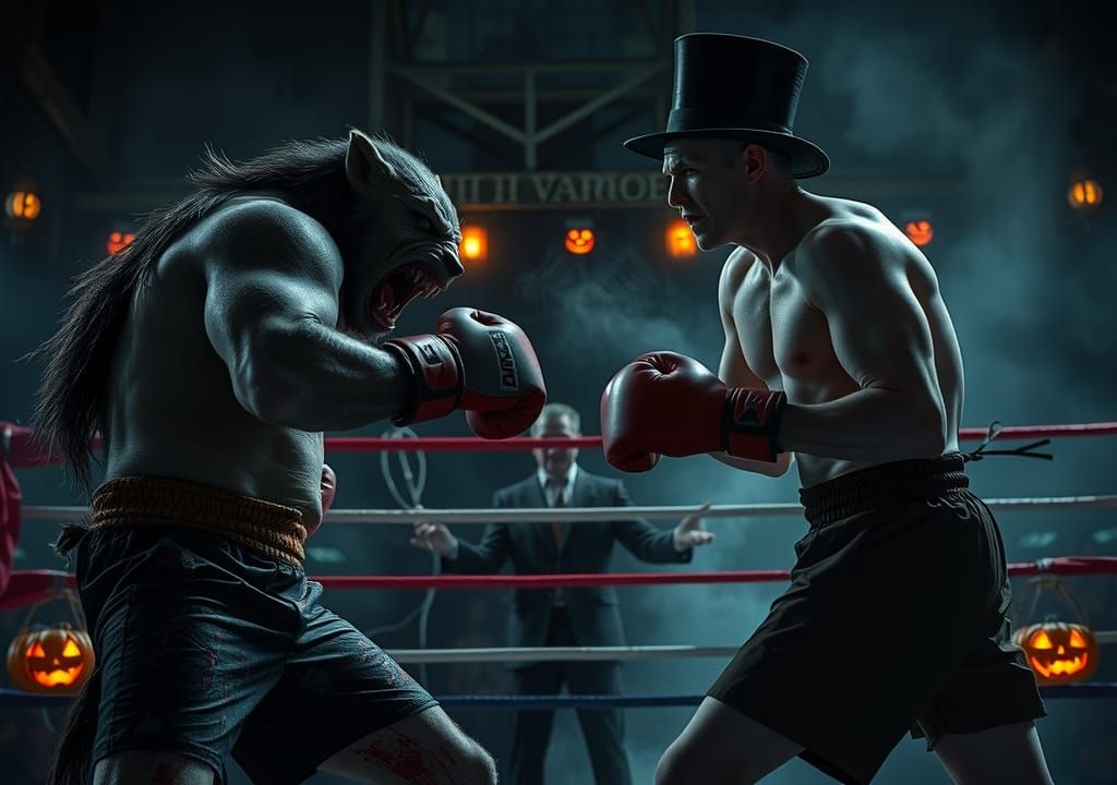 Werewolf vs Vampire Boxing in Haunted Ring