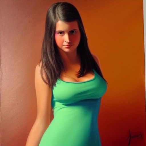 Teen Girl in Dress: Oil Painting