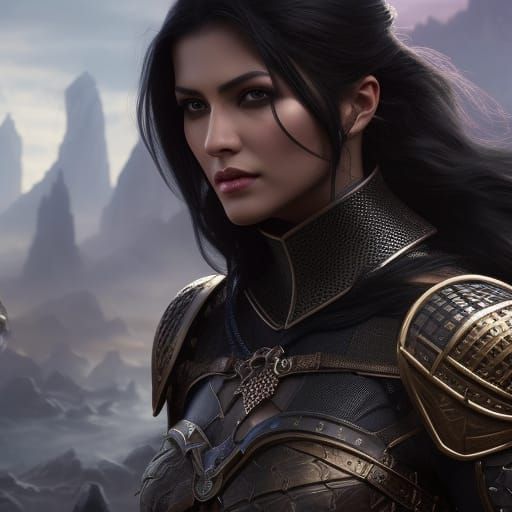 Fantasy Warrior Woman in Chainmail Armor