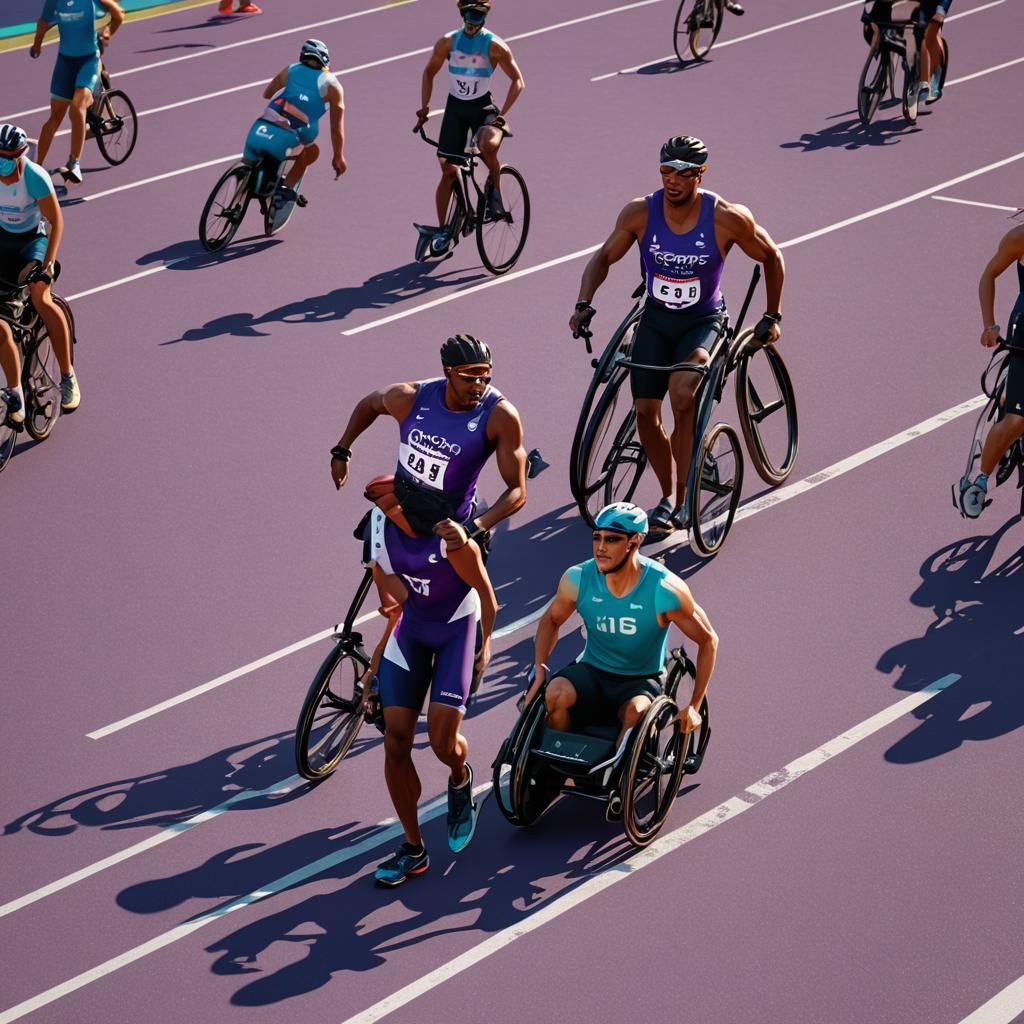 Para-Athlete Wins in Dynamic Splash Art Style