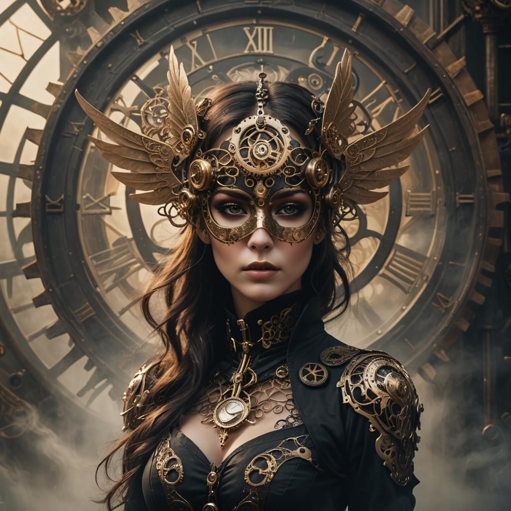 Gothic Steampunk Woman with Clockwork Vortex