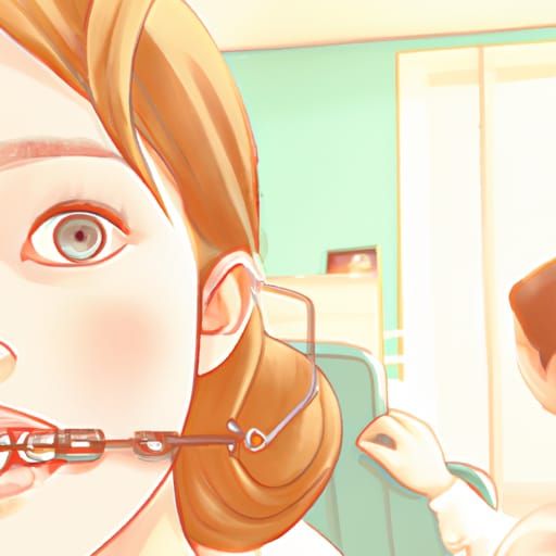 Girl Getting Braces in Studio Ghibli Anime Style