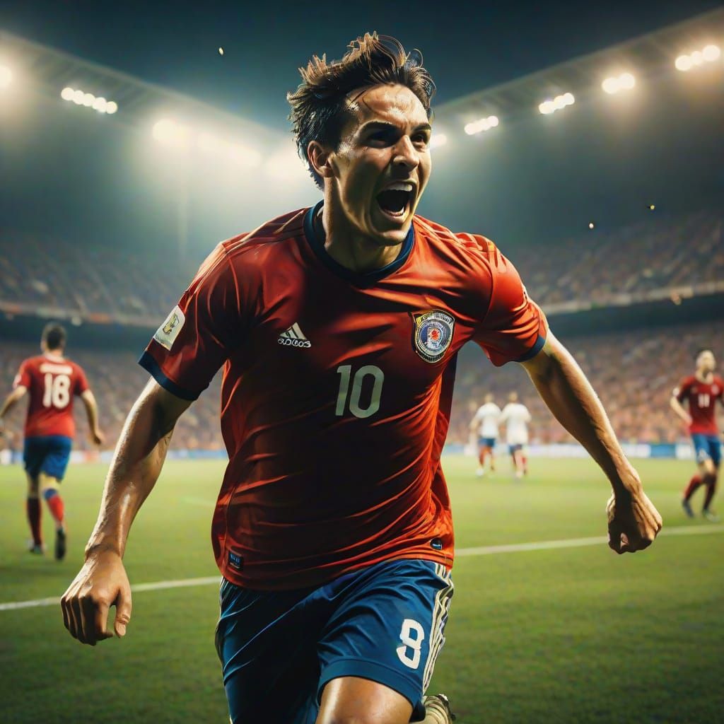 Soccer Player's Triumphant Moment in Cinematic Stadium Glory