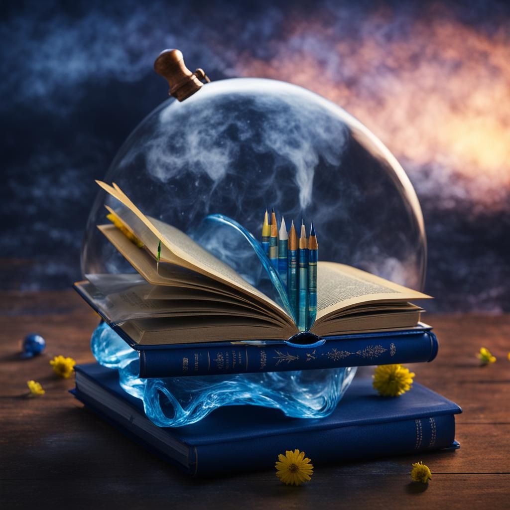 Glass Pen and Book with Earth