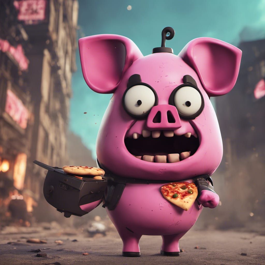 Horror Pig in 3D Game Cinematic Style