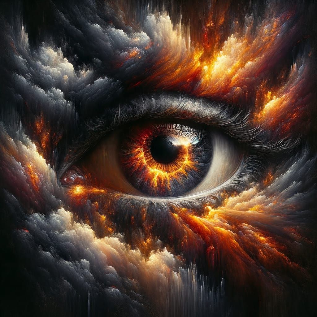 Lava Eye: A Renaissance-Inspired Dark Fantasy Oil Painting