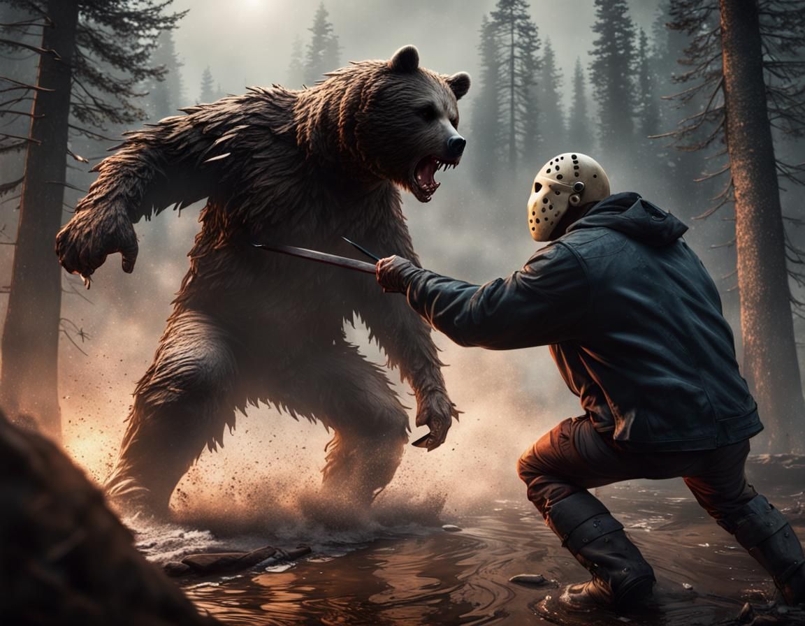 Jason Voorhees Battles a Bear: Fantasy Concept Art