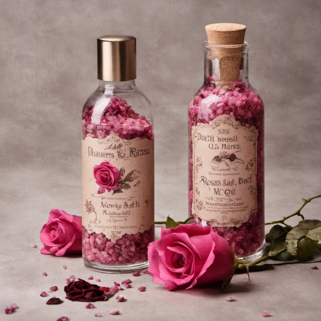 Medieval Roses: Bath Salts and Oil Still Life