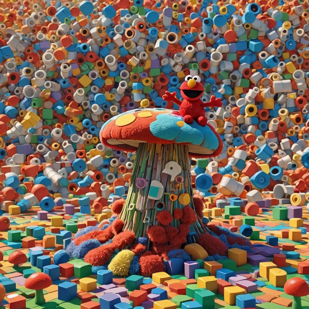Elmo in Vibrant 3D Video Game World