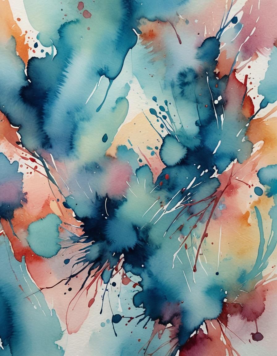 Watercolor Macro Shot with Expressive Brushstrokes