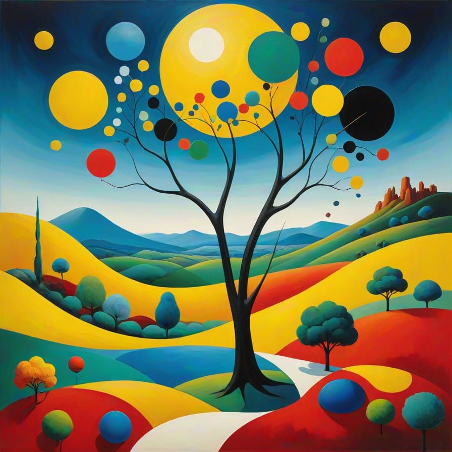 Vibrant Surrealist Landscape Painting