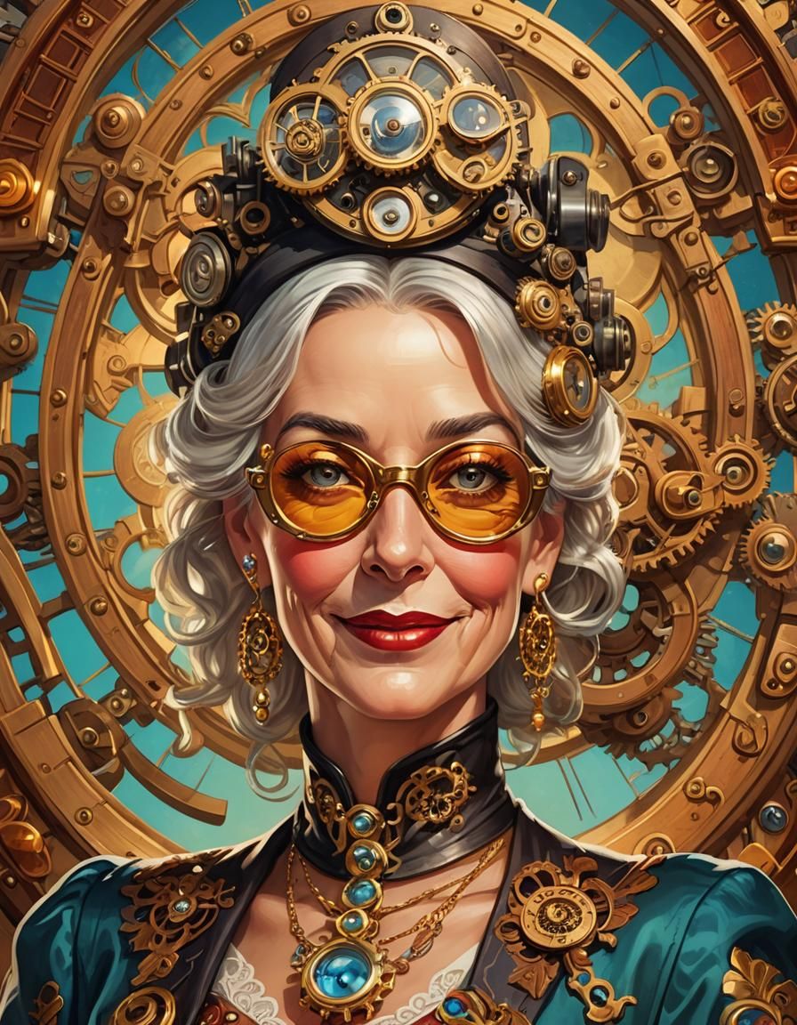 Beautiful Steampunk Woman Portrait in Digital Art
