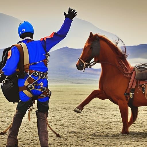 skydiving cowboy on a horse