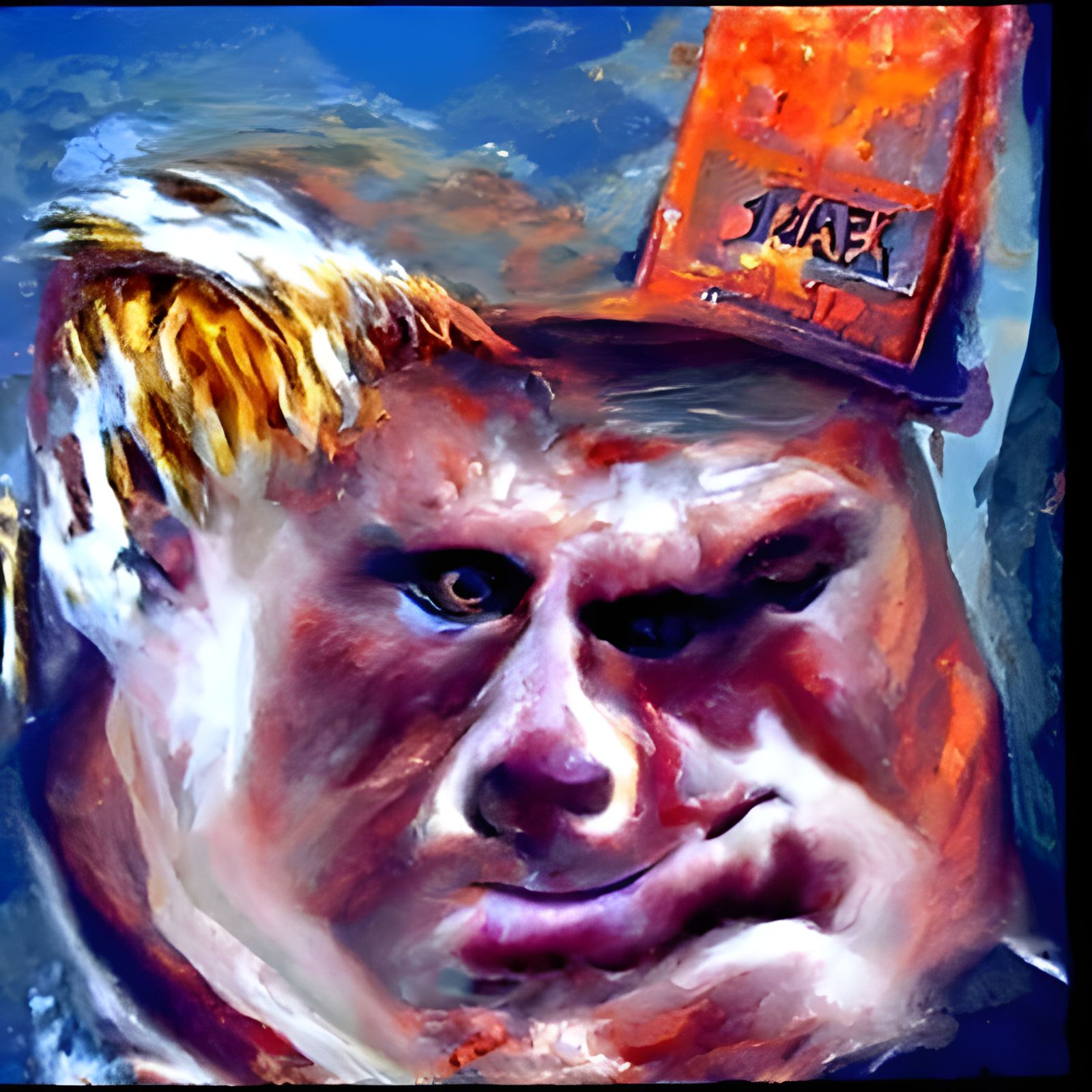 Jake Paul vs Brock Lesnar as Oil Painting