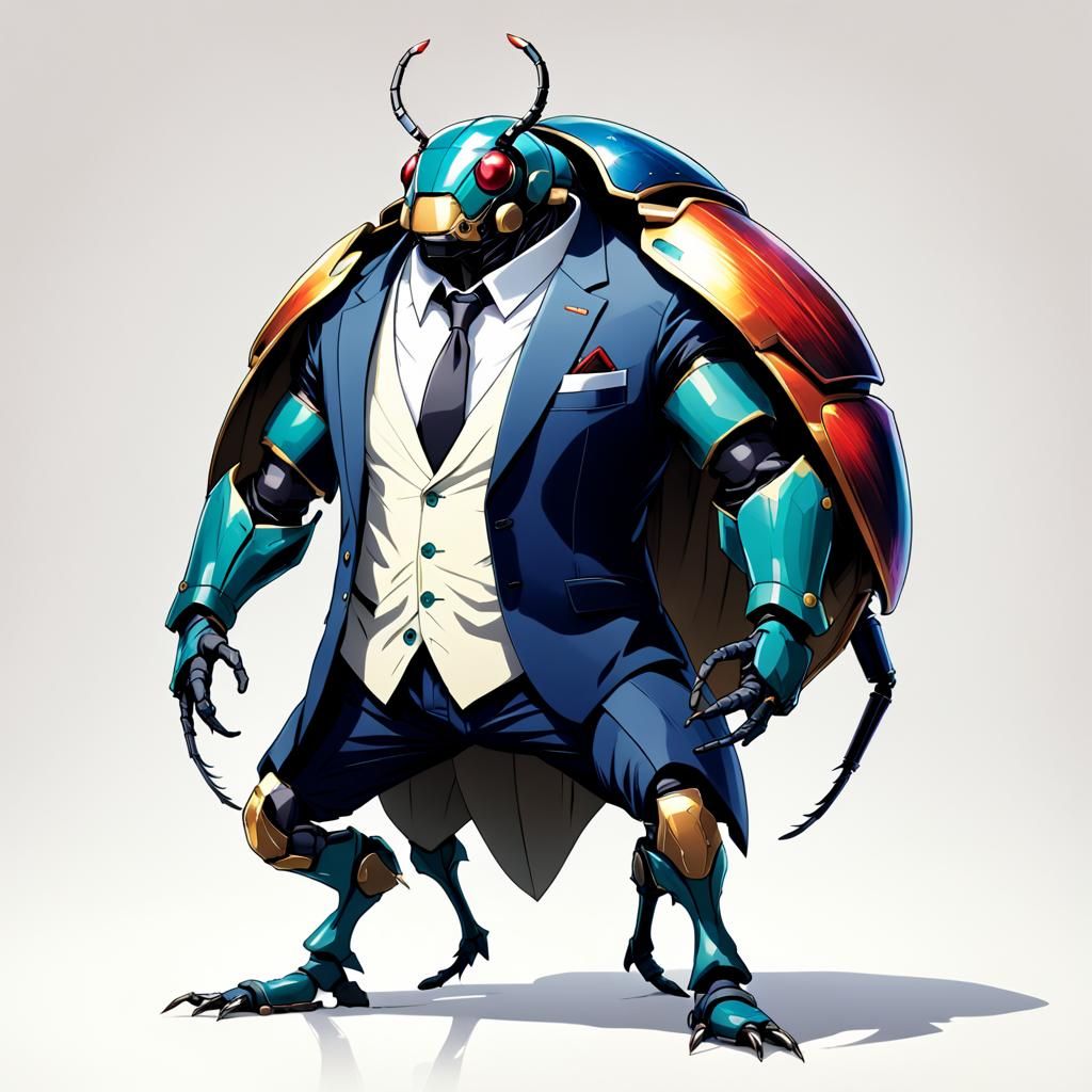 Hominoid Beetle in Suit: Manga Scan Anime Art