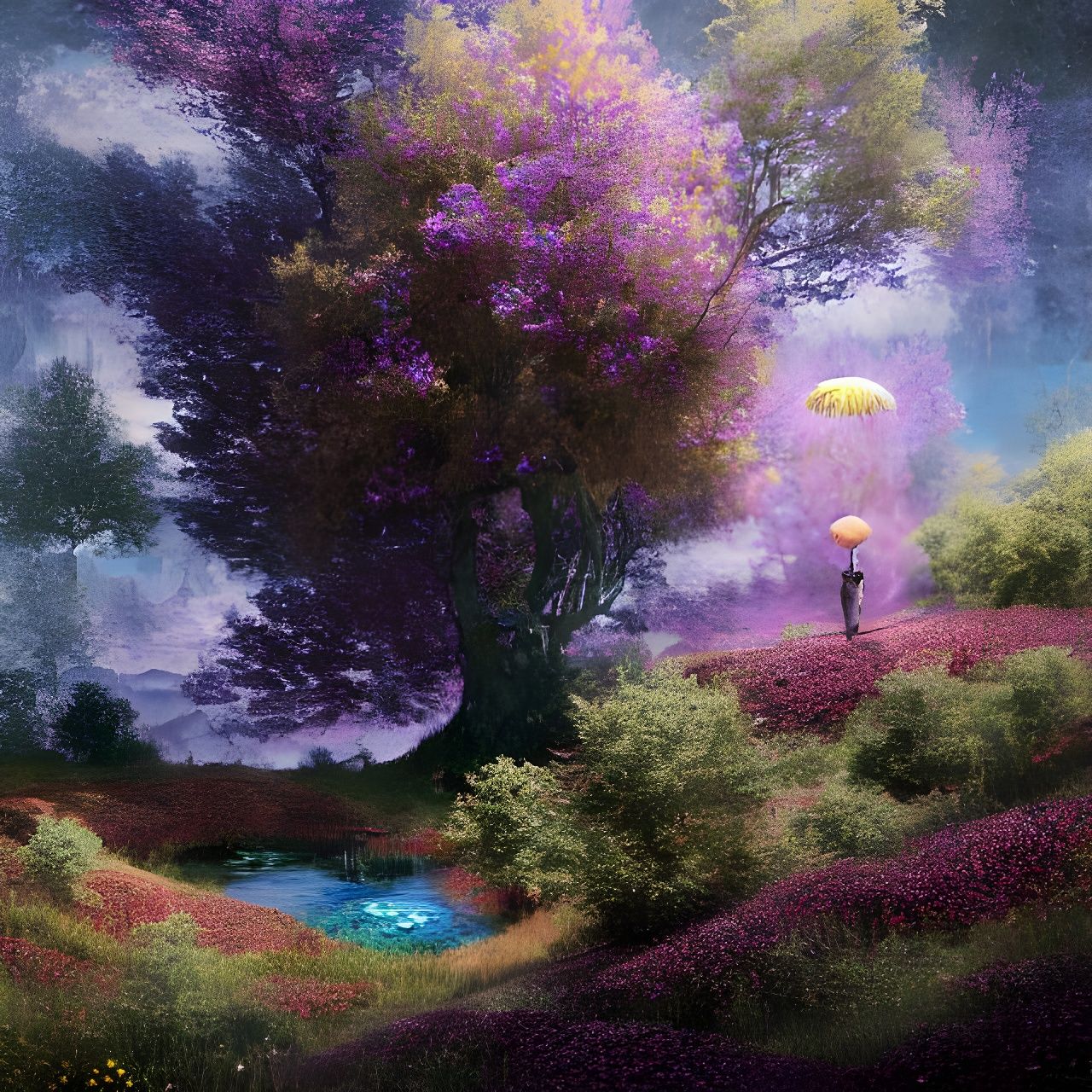 Biopunk Summer Landscape Inspired by the Masters