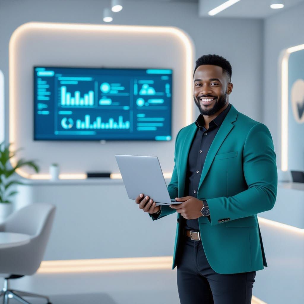 Confident Professional in Modern Office, Digital Art