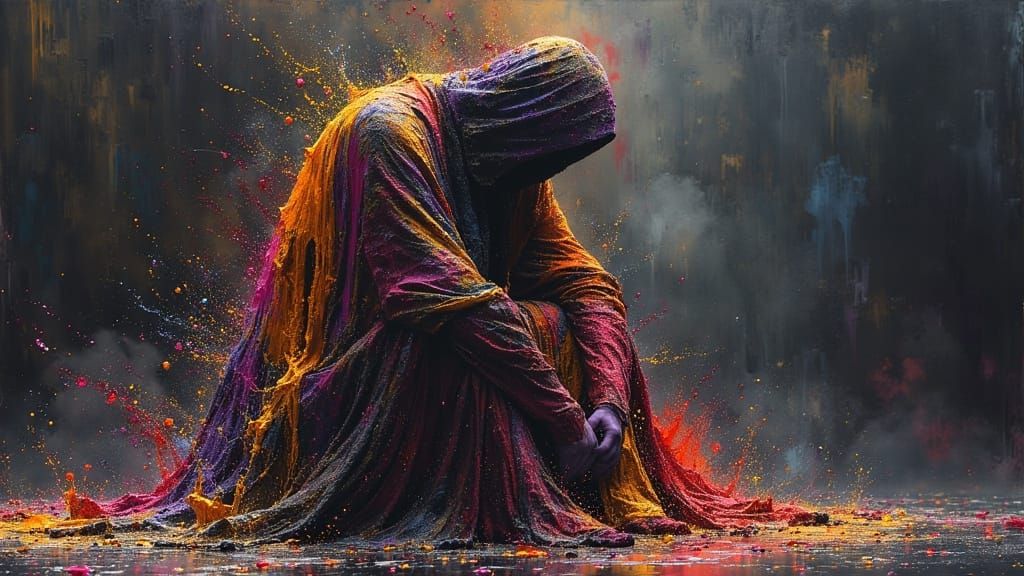 Eerie Figure in Dark Surrealist Oil Painting Style