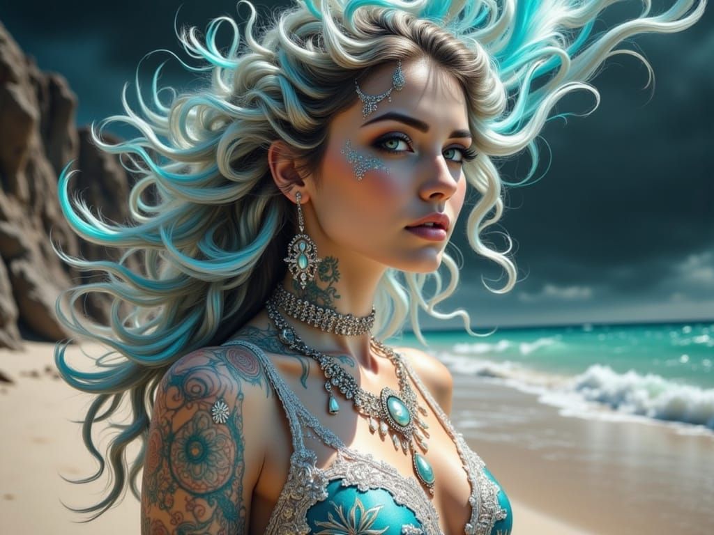 Abstract Water Hair with Heavenly Light