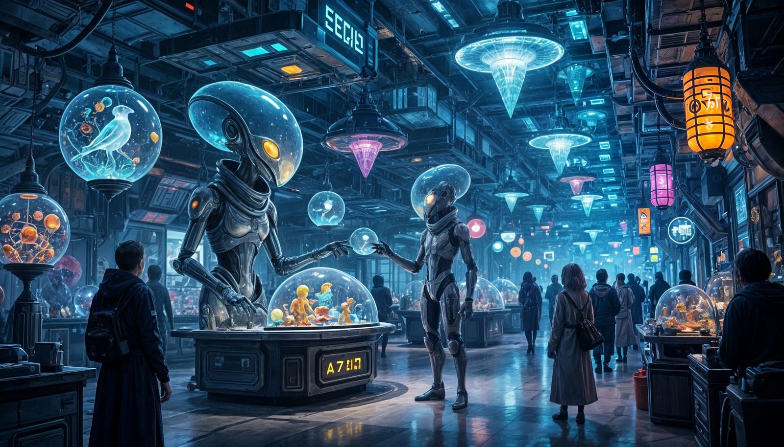 Exotic Pets in a Retro-Futuristic Space Bazaar