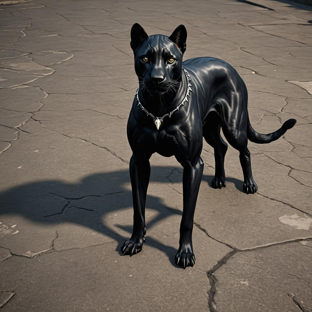 Dog as Black Panther: 3D Rendered Art