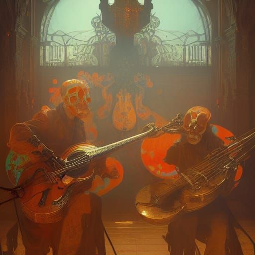 Skeleton Musicians in Dynamic Lighting