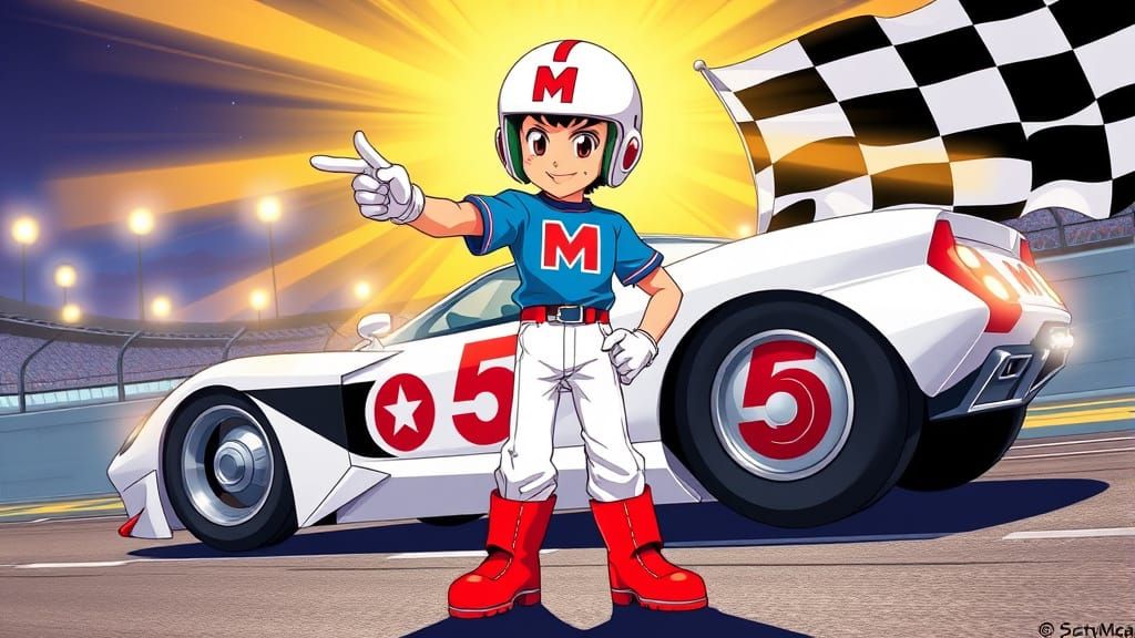 Fearless Anime Racer Speeds Forward in Retro-Futuristic Styl...