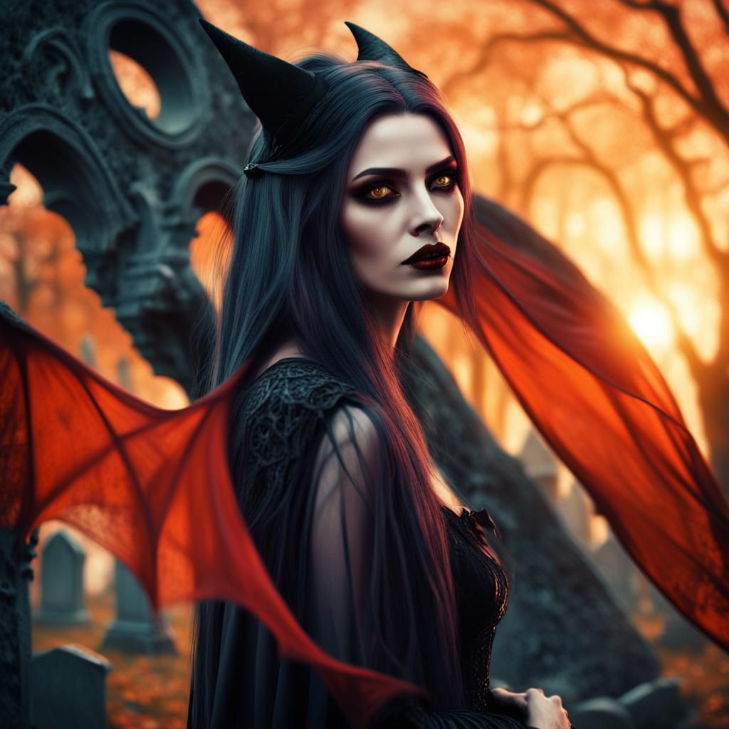 Vampire Witch Portrait in Dark Fantasy Style