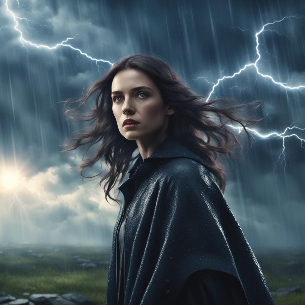Brunette Witch in Epic Magical Storm