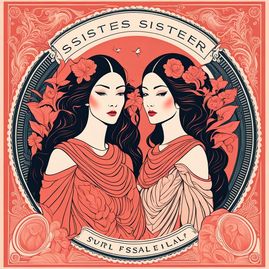 High Fantasy Sisters: Coral Postage Stamp Design